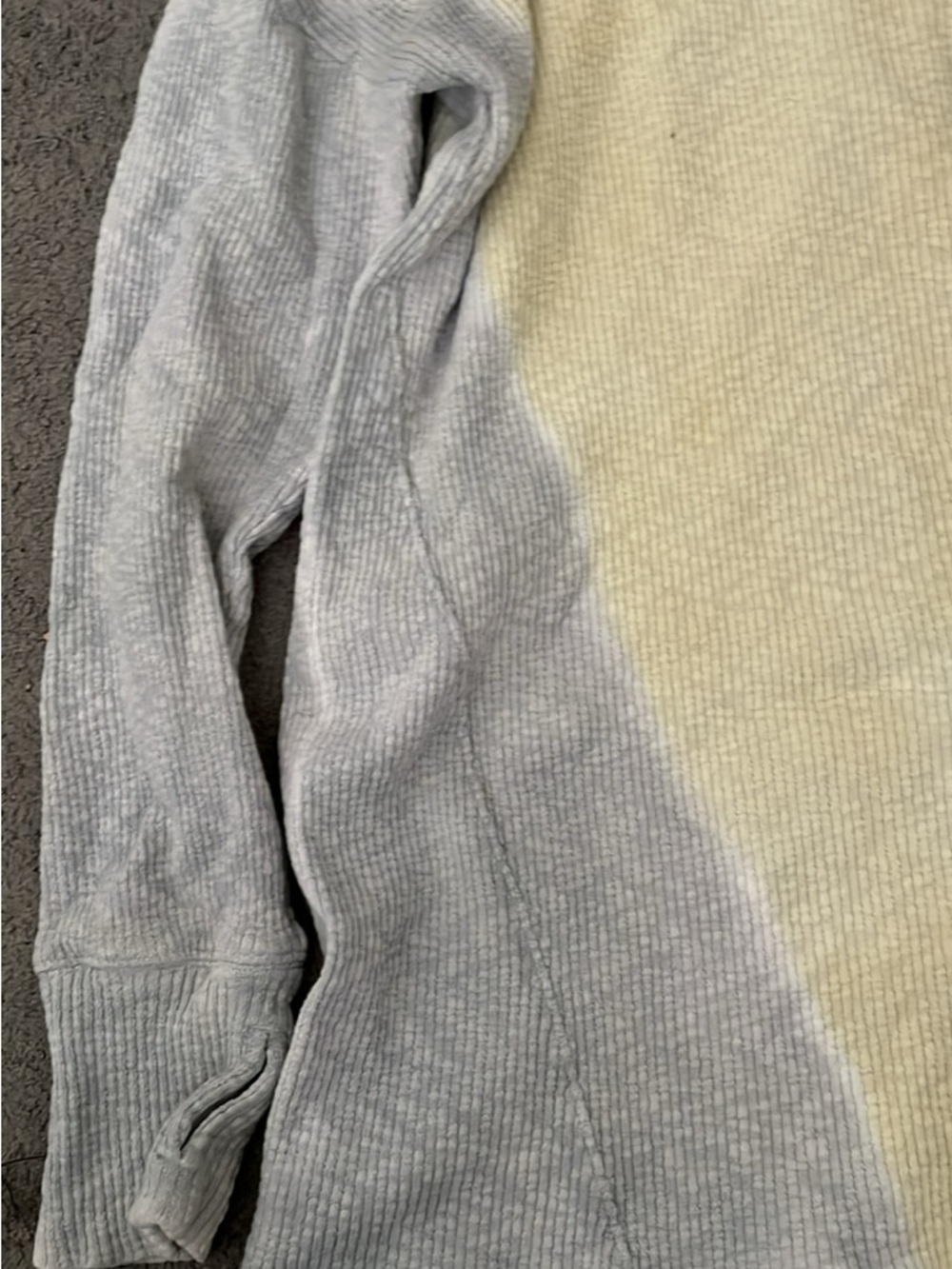 Two-Tone Crewneck Sweater in Light Gray and Cream